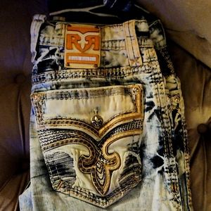 Rock Revival size 34 waist 32 long distressed men's jeans